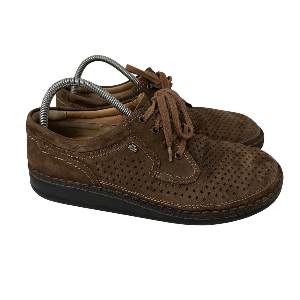 Finn Comfort Baden Shoes Mens Size 9.5 Brown Leather Nubuck Perforated Casual 43